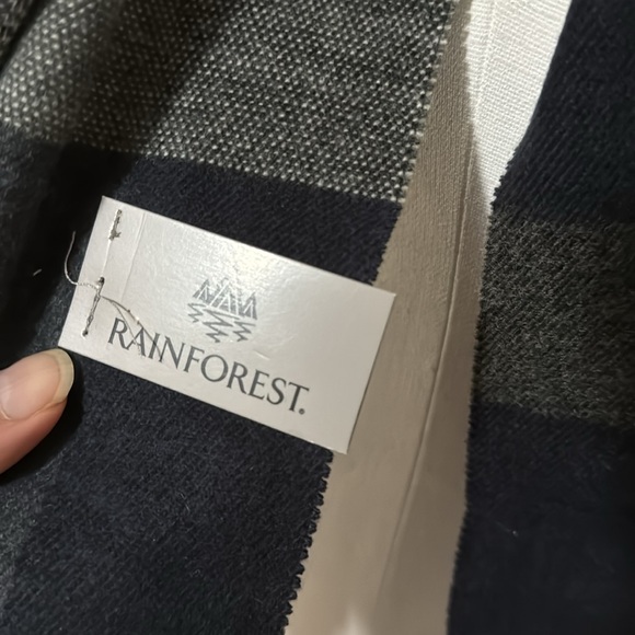 NWT Scarf-Plaid in Navy/Gray/Black-69x13-Acrylic-Rainforest Brand - Picture 9 of 13